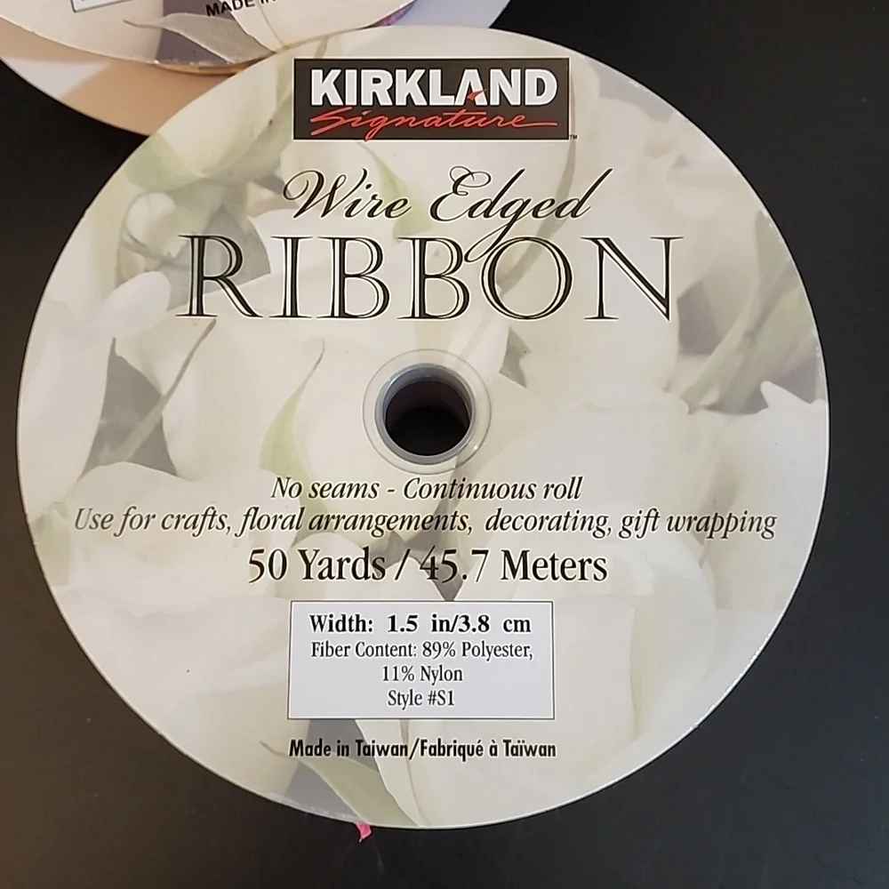3 Rolls Kirkland Wire-edged Ribbon, 1-1/2